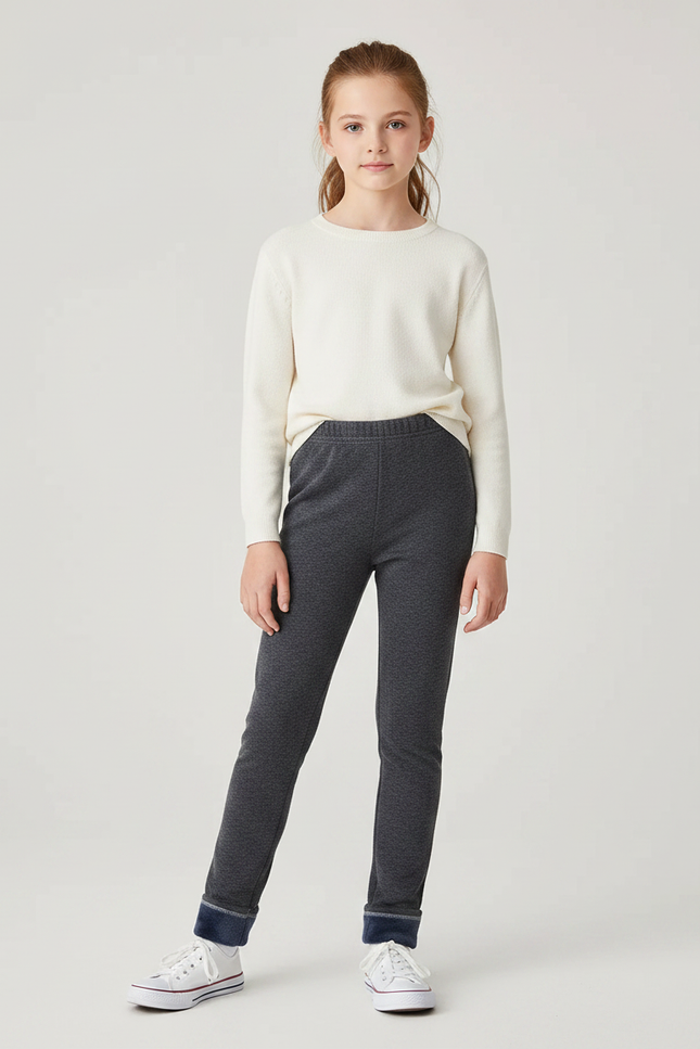 Pantalon Gris Enfant Doublé Polaire Hiver Confortable - Molleton