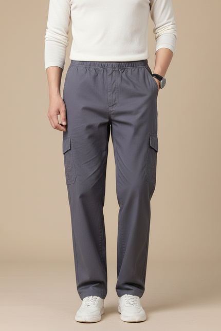 Pantalon Gris Cargo Homme Ample Coton Décontracté