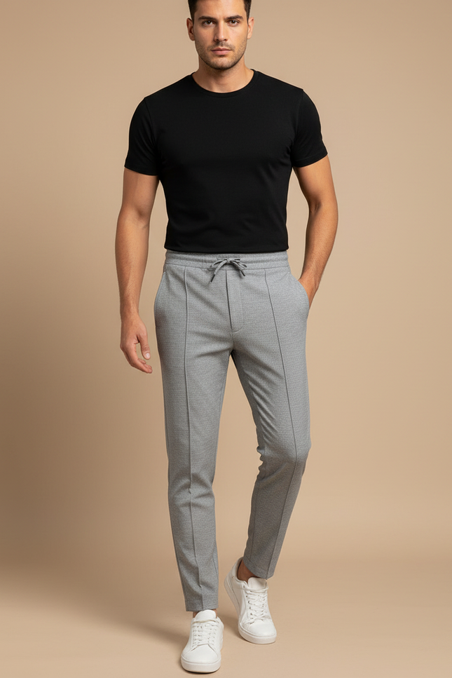Pantalon Gris Slim Décontracté Sport Homme Cordon - Maille