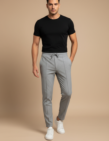 Pantalon Gris Slim Décontracté Sport Homme Cordon - Maille