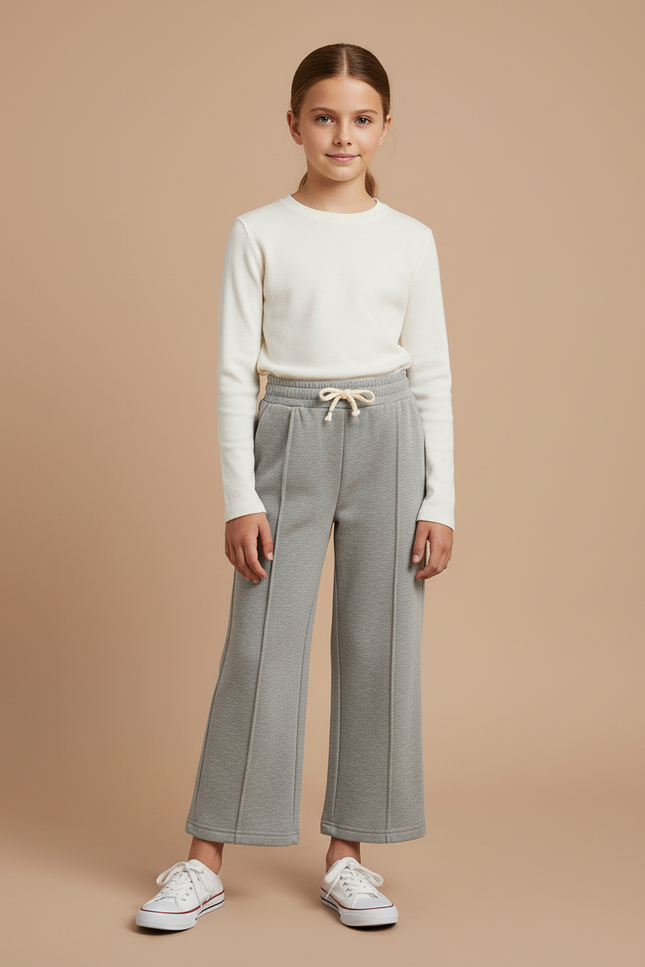 Pantalon Gris Ample Molletonné Fille Décontracté