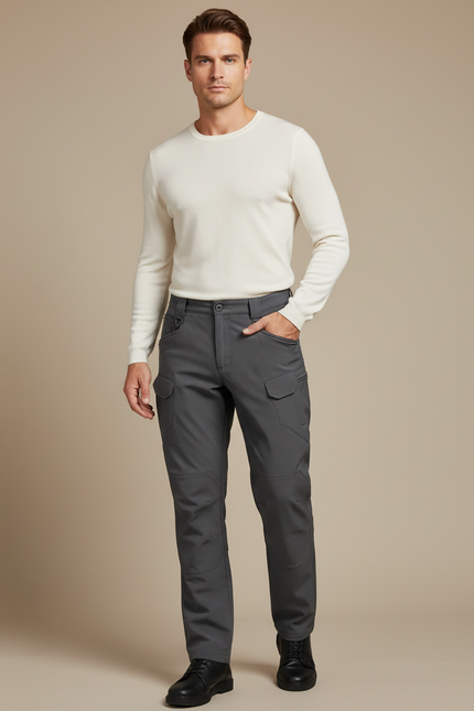 Pantalon Gris Cargo Tactique Décontracté Homme Robuste - Polyester