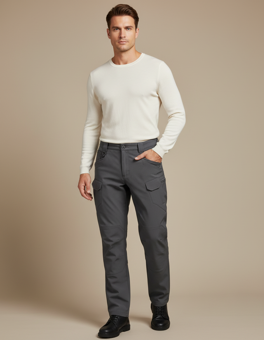 Pantalon Gris Cargo Tactique Décontracté Homme Robuste - Polyester