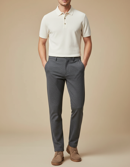 Pantalon Gris Tissé Slim Confortable Décontracté Homme - Laine