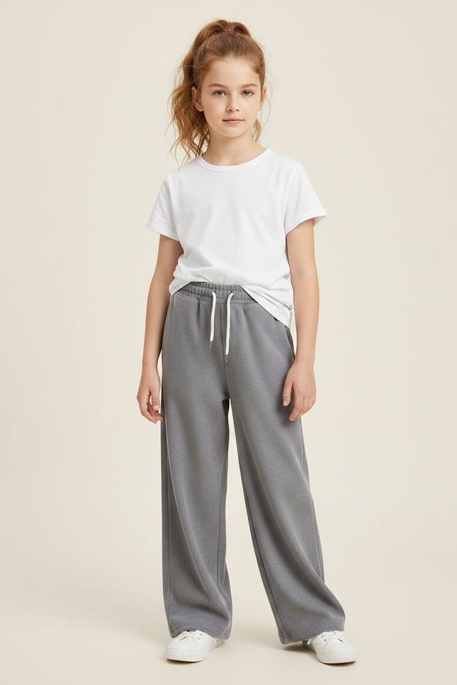 Pantalon Gris Ample Décontracté Confortable Molleton Enfant