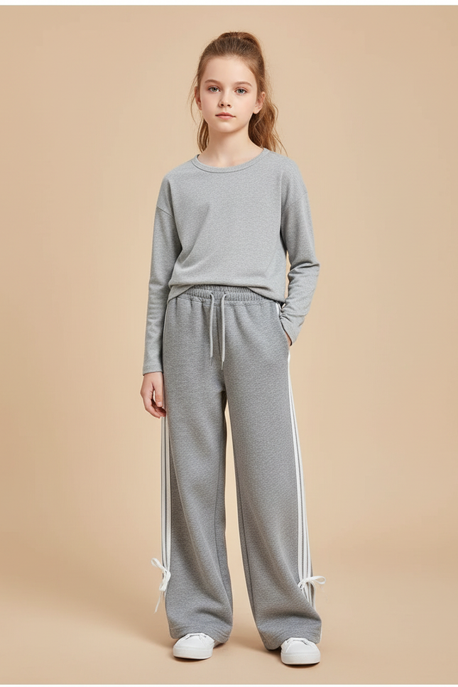 Pantalon Gris Large Molletonné Cordon Fille