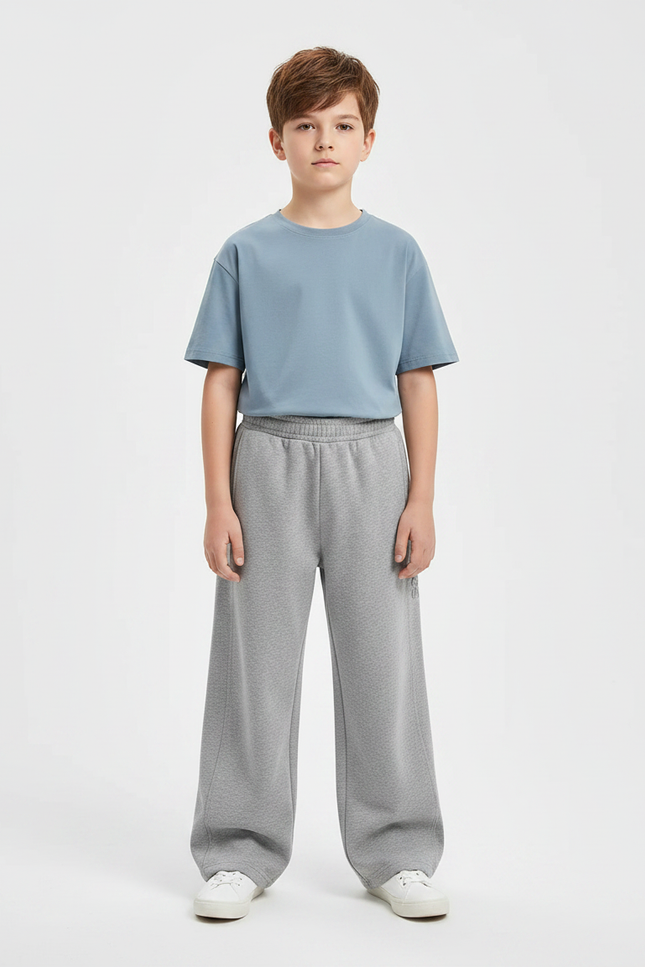 Pantalon Gris Ample Décontracté Coton Enfant Sport - Molleton