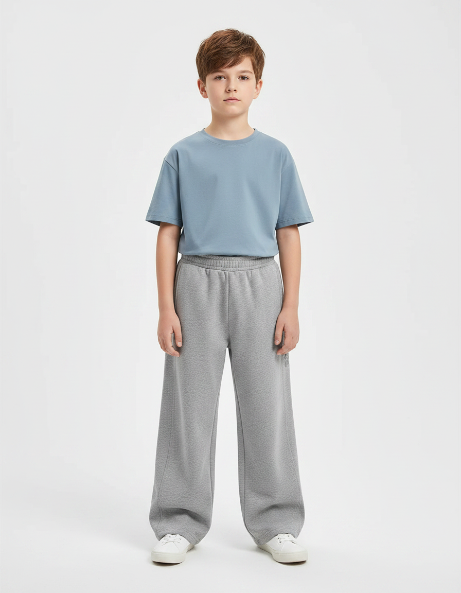 Pantalon Gris Ample Décontracté Coton Enfant Sport - Molleton