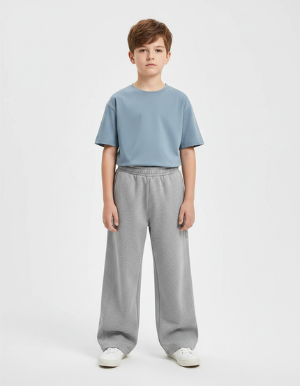 Pantalon Gris Ample Décontracté Coton Enfant Sport - Molleton