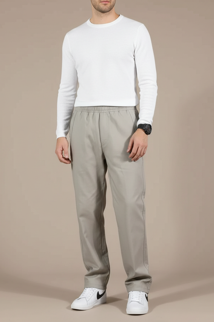 Pantalon Gris Ample Cordon Décontracté Homme - Gabardine