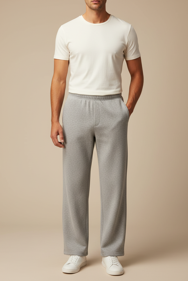 Pantalon Gris Sport Molletonné Ample Décontracté Homme