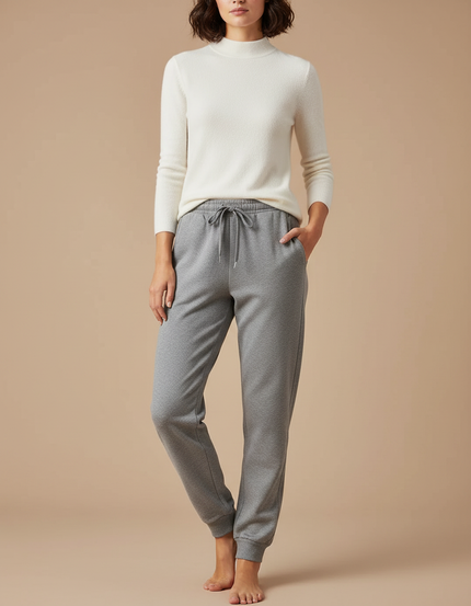 Pantalon Gris Taille Elastique Femme - Molleton