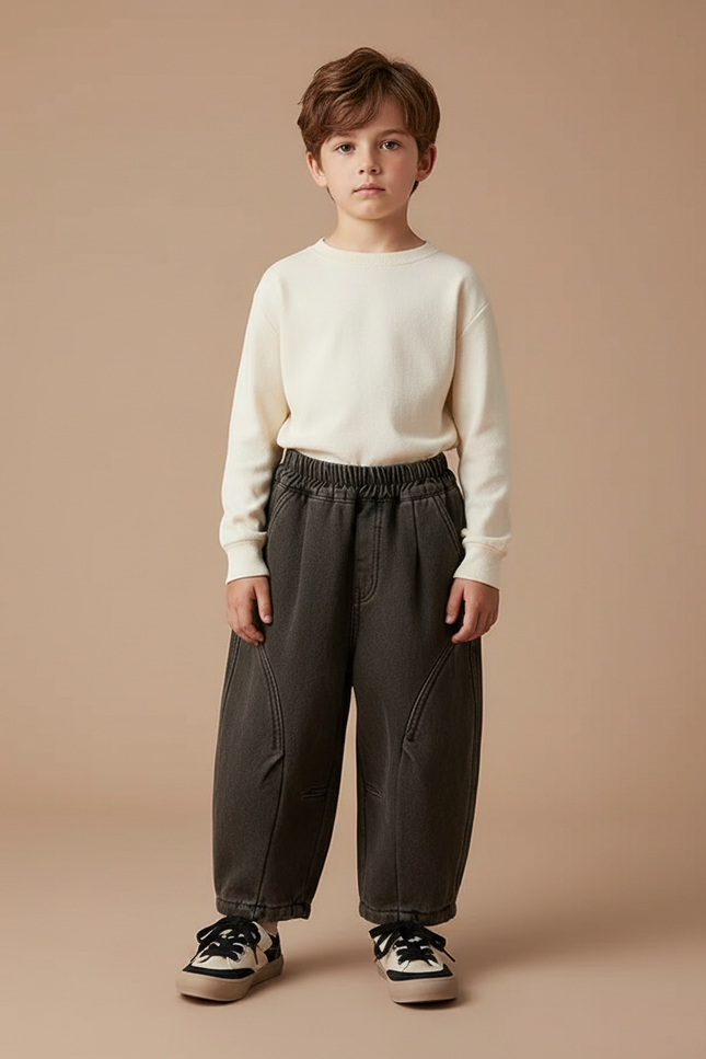 Pantalon Gris Ample Décontracté Confortable Garçon - Molleton