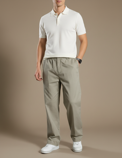 Pantalon Gris Décontracté Confortable Coton Ample Homme - Kaki