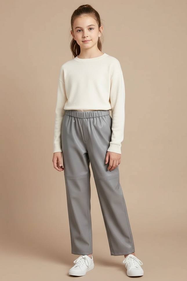 Pantalon Simili Cuir Gris