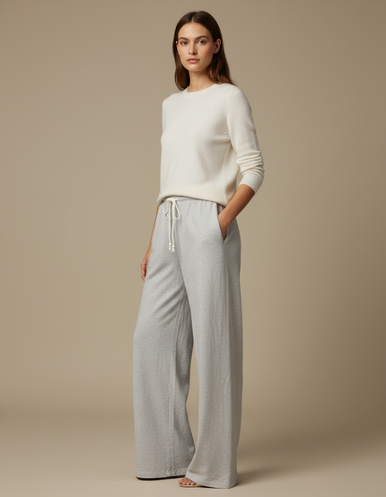Pantalon Gris Ample Décontracté Coton Sport Femme - Molleton