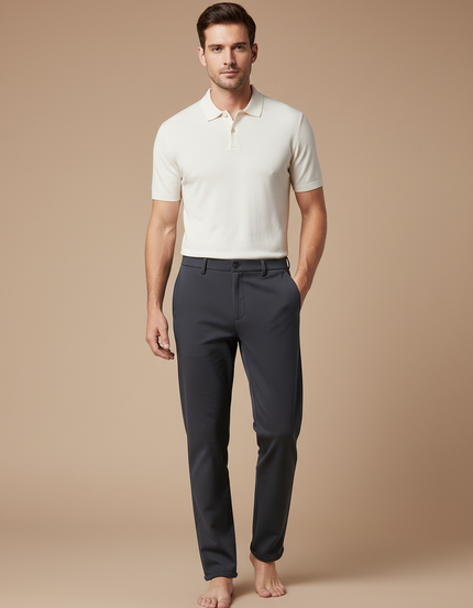 Pantalon Gris Droit Élégant Business Homme - Polyester
