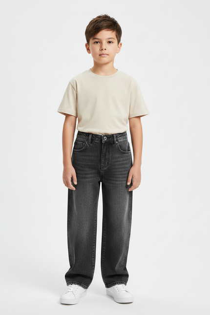 Pantalon Gris Jean Ample Décontracté Enfant