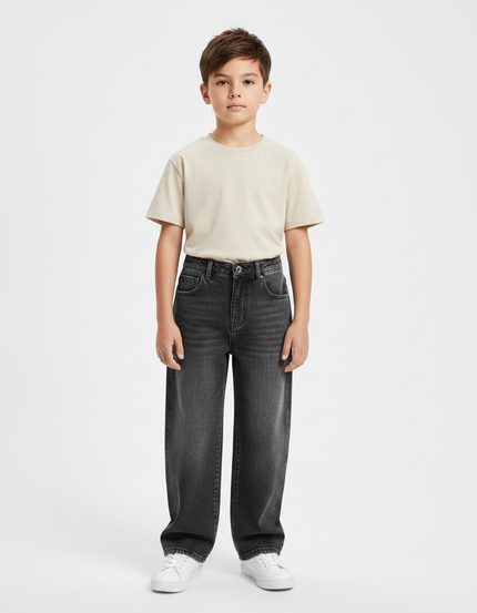 Pantalon Gris Jean Ample Décontracté Enfant