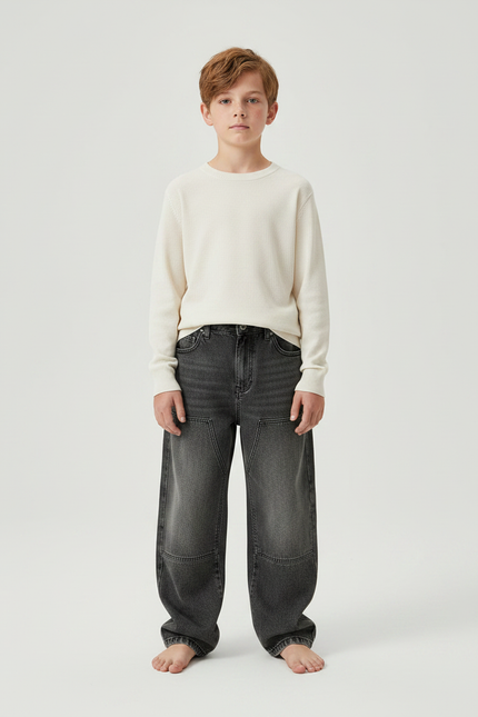 Pantalon Gris Ample Décontracté Garçon Denim - Jean