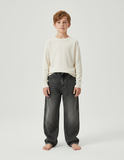 Pantalon Gris Ample Décontracté Garçon Denim - Jean