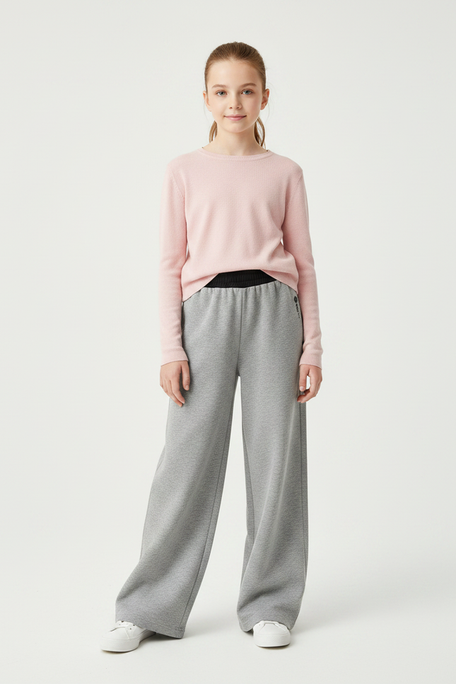 Pantalon Gris Molletonné Large Décontracté Enfant