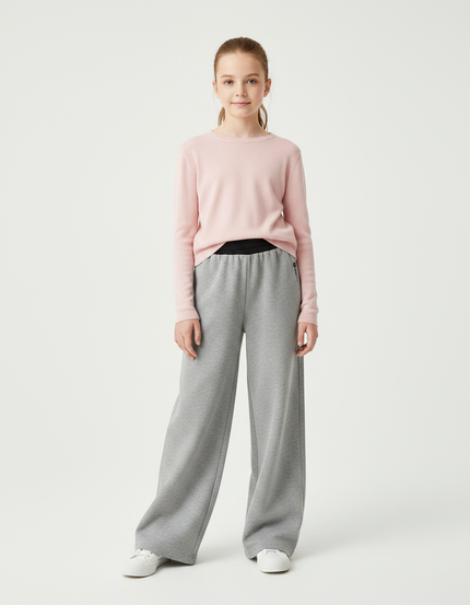 Pantalon Gris Molletonné Large Décontracté Enfant