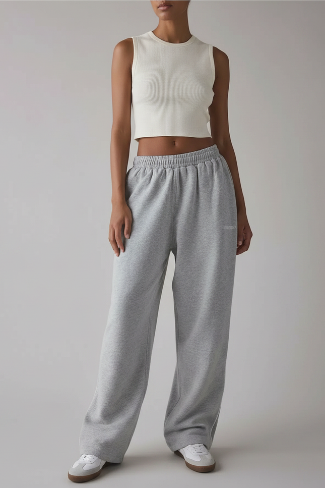 Pantalon Gris Ample Molletonné Sport Femme