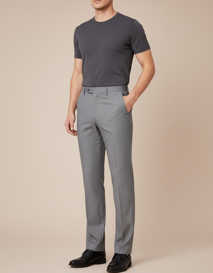 Pantalon Gris Habillé Élégant Ajusté Affaires Homme - Laine