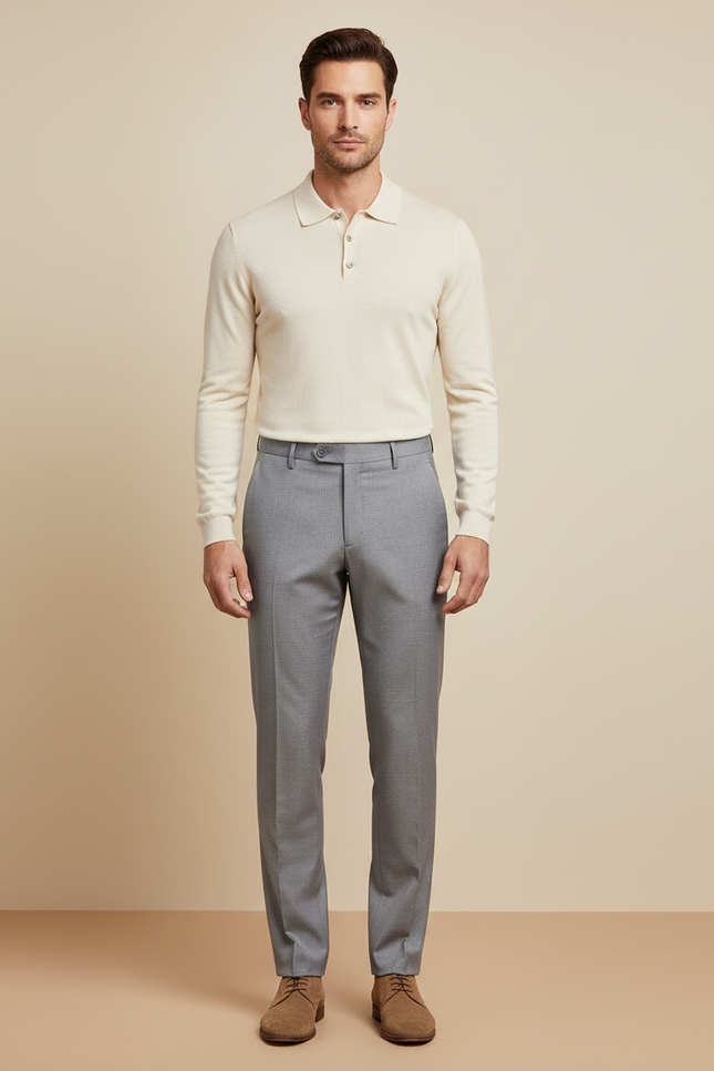 Pantalon Laine Gris Clair Homme
