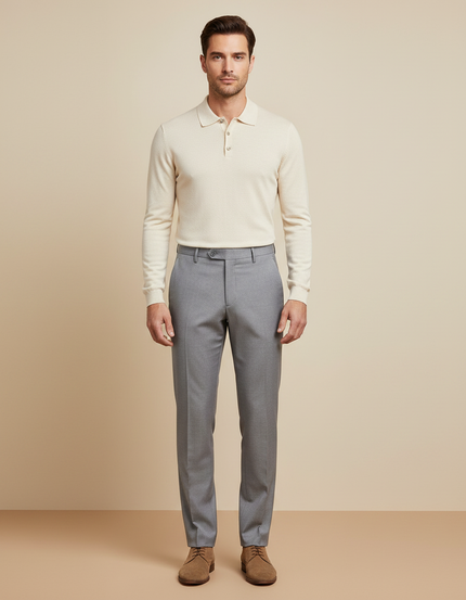 Pantalon Laine Gris Clair Homme