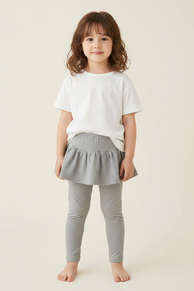 Pantalon Gris Jupe-culotte Confortable Enfant Fille - Maille