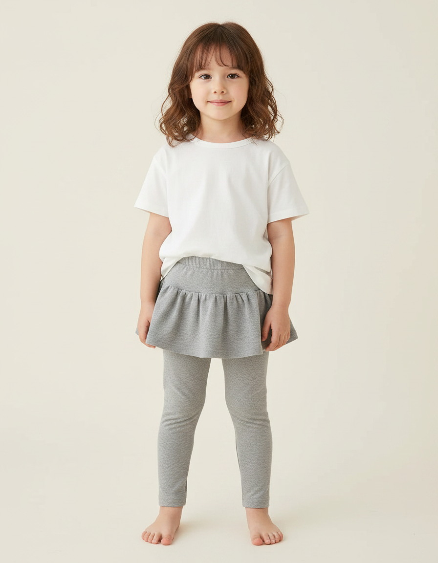 Pantalon Gris Jupe-culotte Confortable Enfant Fille - Maille