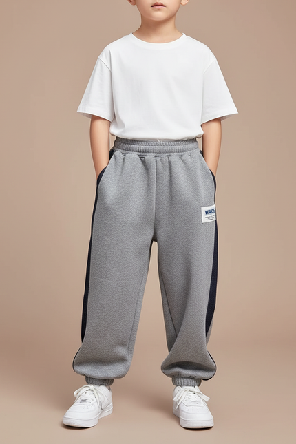 Pantalon Gris Causal Ample Coton Sport Enfant - Molleton