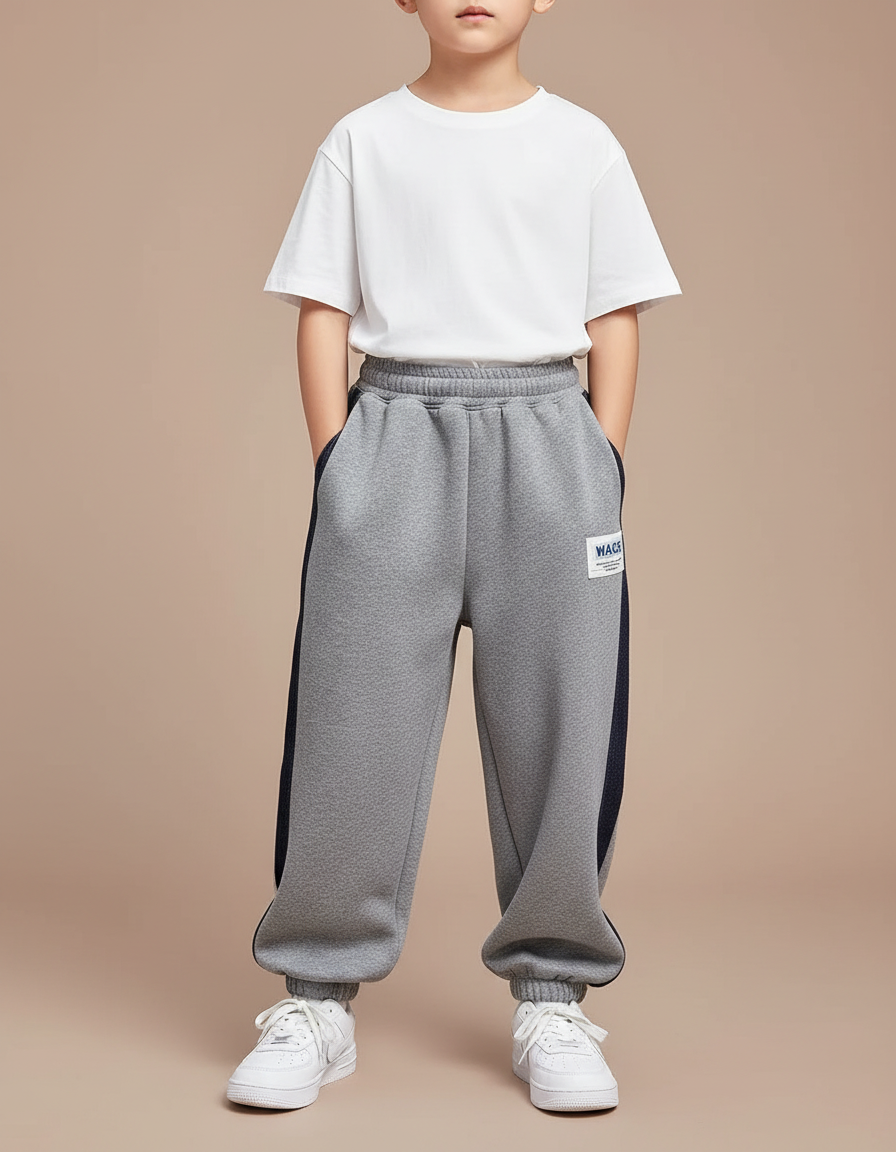 Pantalon Gris Causal Ample Coton Sport Enfant - Molleton