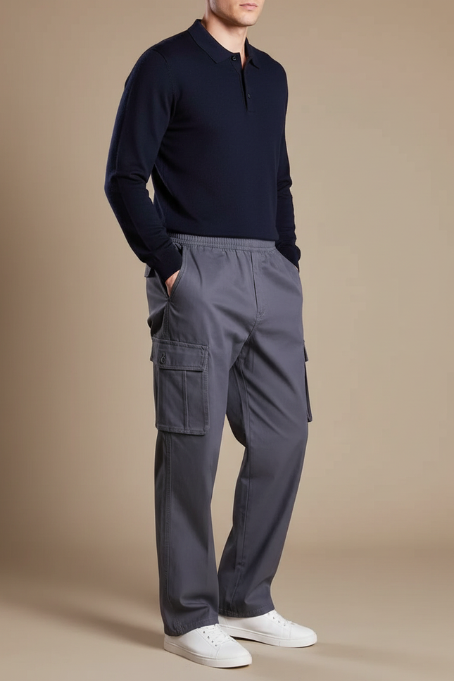 Pantalon Gris Cargo Homme Coton Droit Confortable