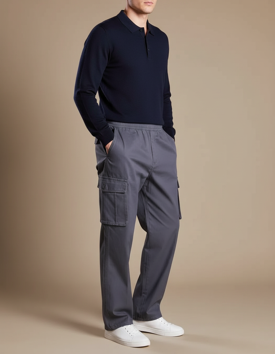 Pantalon Gris Cargo Homme Coton Droit Confortable