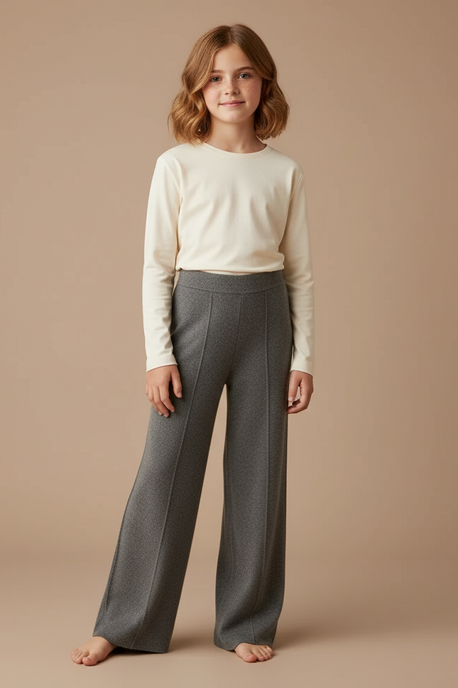 Pantalon Gris Ample Droit Confortable Enfant - Maille