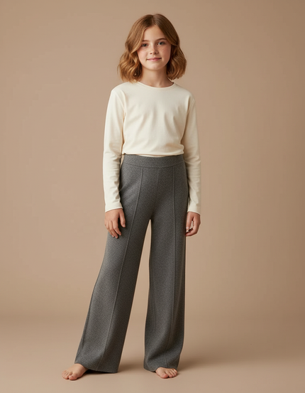 Pantalon Gris Ample Droit Confortable Enfant - Maille