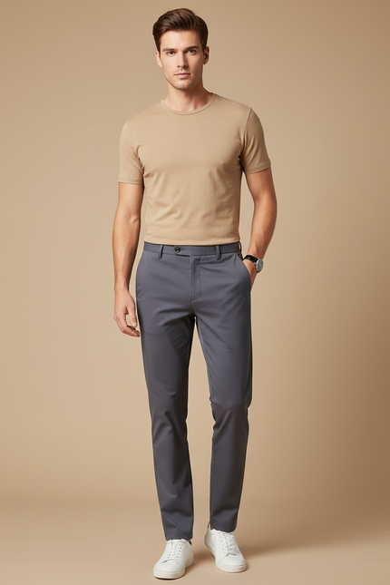Pantalon Cigarette Homme Gris - Gabardine