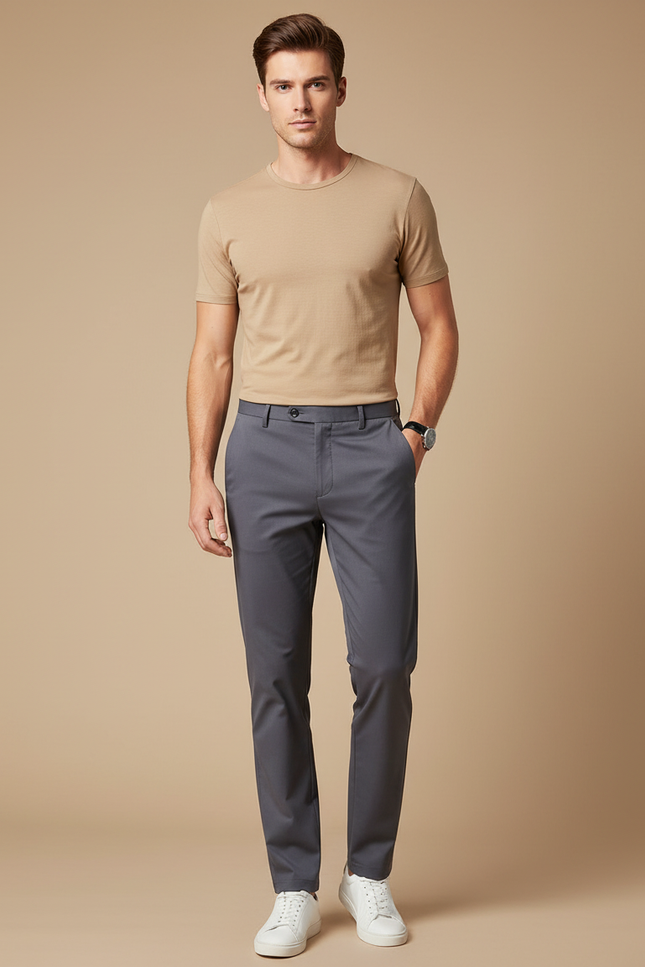 Pantalon Cigarette Homme Gris - Gabardine