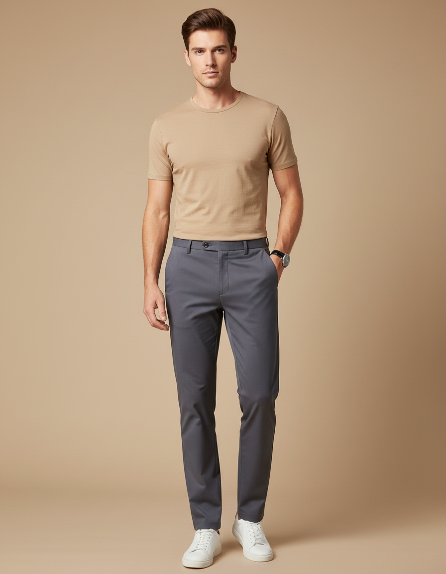 Pantalon Cigarette Homme Gris - Gabardine