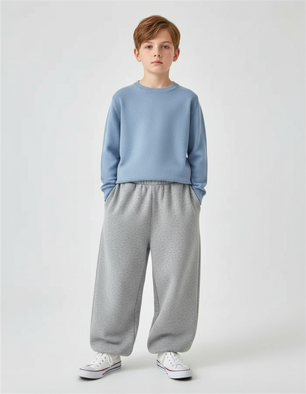 Pantalon Gris Ample Décontracté Molletonné Enfant
