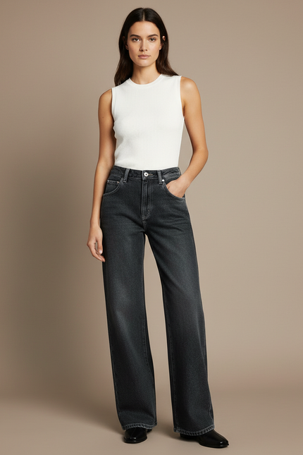 Pantalon Noir Et Gris Femme - Jean