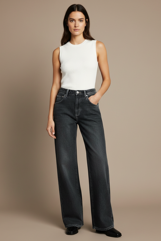 Pantalon Noir Et Gris Femme - Jean