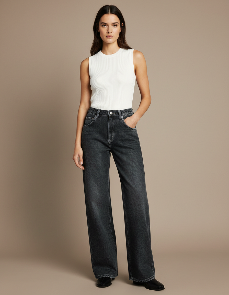 Pantalon Noir Et Gris Femme - Jean