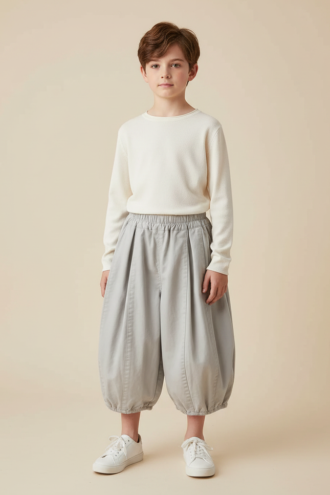 Pantalon Gris Ample Enfant Coton Décontracté