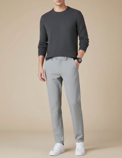 Pantalon Gris Slim Droit Élastique Décontracté Homme - Polyester