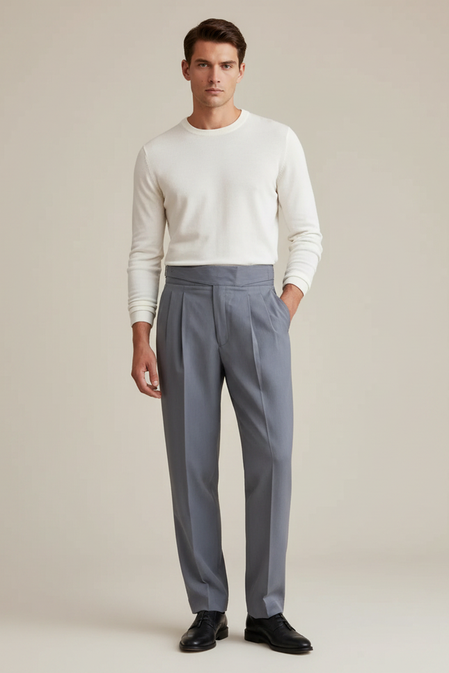 Pantalon Tailleur Gris Clair - Gabardine