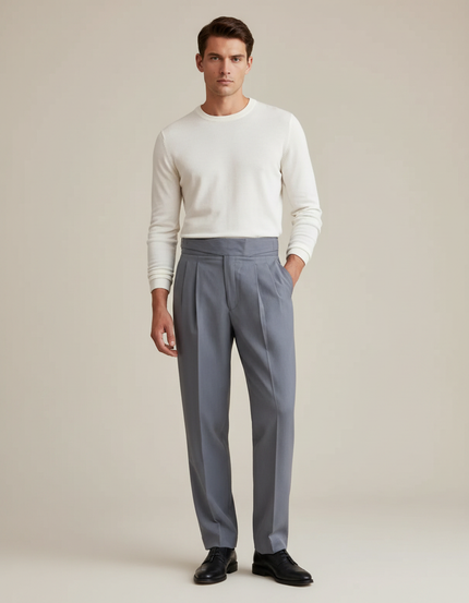 Pantalon Tailleur Gris Clair - Gabardine